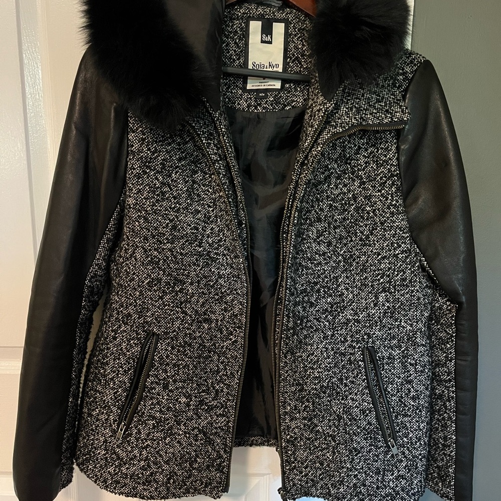 Soia & Kyo Black and Gray Leather Jacket